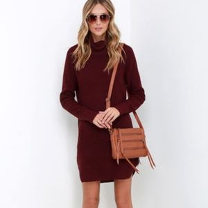 Madewell turtleneck dress, XXS maroon